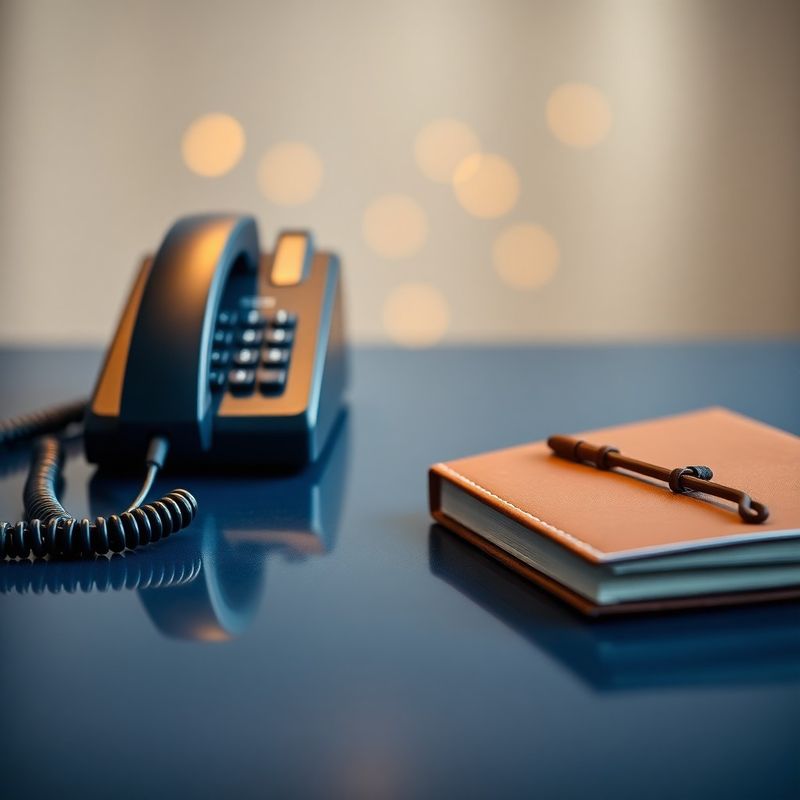 Telefon și carnet din piele pe un birou indigo, natură statică editorială