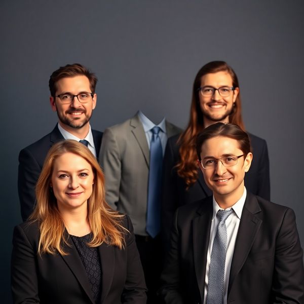 Portret editorial al echipei de patru consilieri patrimoniali în ținută profesională